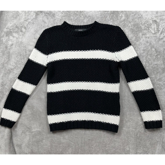 Vintage Forever 21 Women's Size Medium Black White Knit Sweater Preppy Grunge - Picture 1 of 5